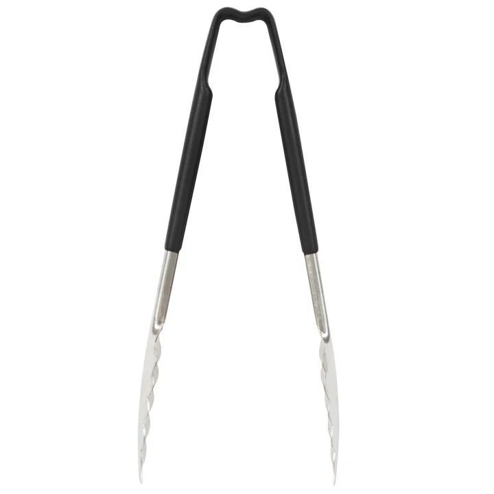 Vollrath 4780920 Jacob's Pride 1-Piece Stainless Steel Scalloped Utility Tongs with Color-Coded Kool-Touch Handle 9-1/2" - Black - Image 3