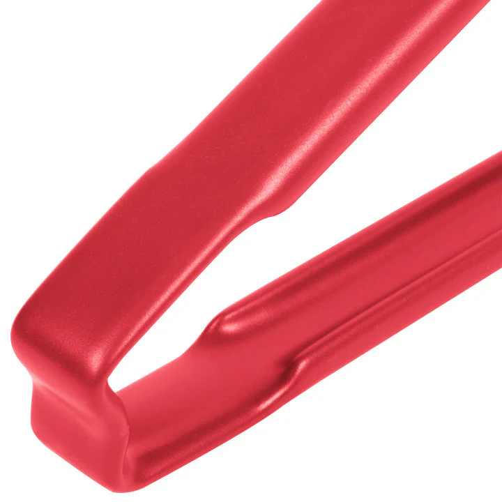 Vollrath 4780940 Jacob's Pride 1-Piece Stainless Steel Scalloped Utility Tongs with Color-Coded Kool-Touch Handle 9-1/2" - Red - Image 4