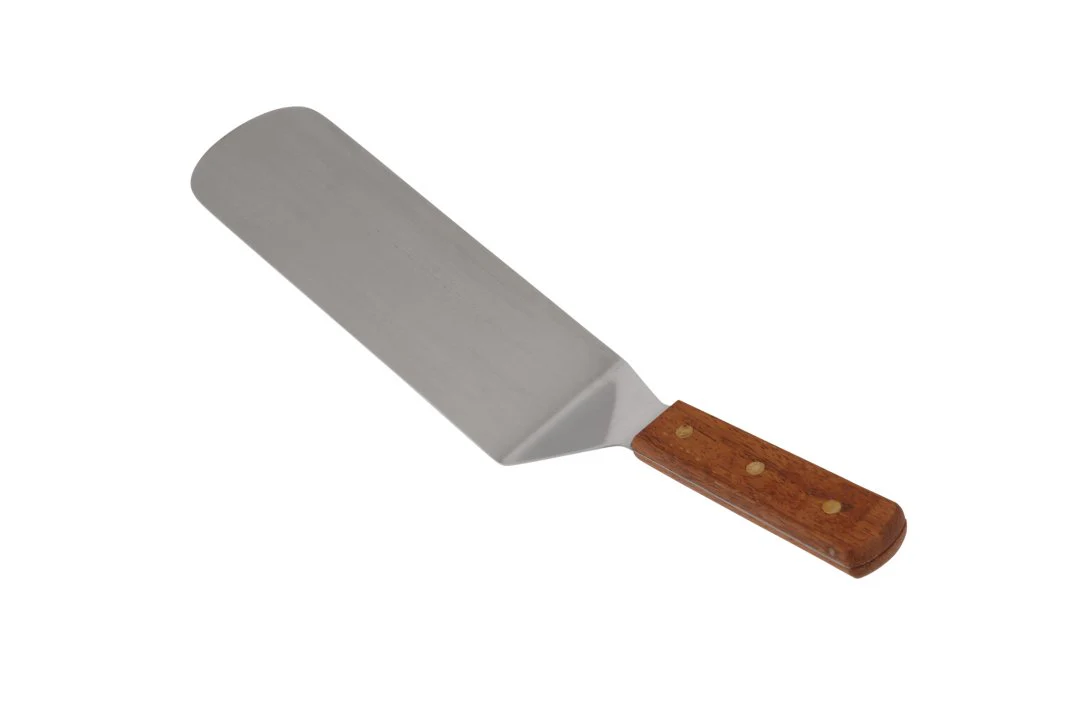 Vollrath 48081 Flexible Stainless Steel Solid Hamburger Turner with Wood Handle 14"OAL