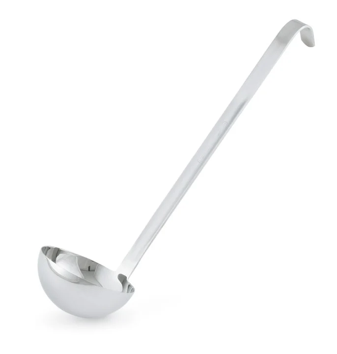 Vollrath 4980210 One-Piece Heavy-Duty Stainless Steel Ladle with 9-7/8" Grooved Hooked Handle 2 oz.