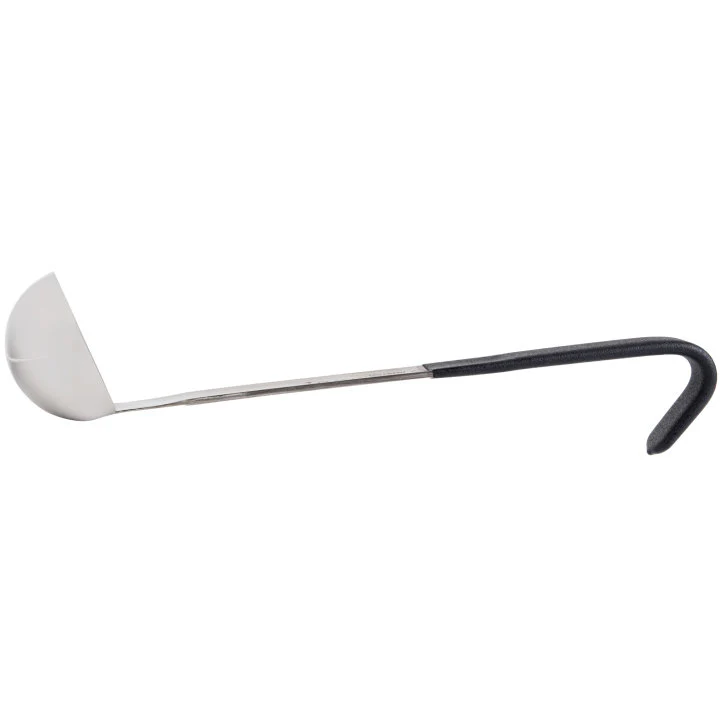 Vollrath 4980220 Jacob's Pride One-Piece Heavy-Duty Stainless Steel Ladle with 9-7/8" Black Kool-Touch Grooved Hooked Handle 2 oz. - Image 2