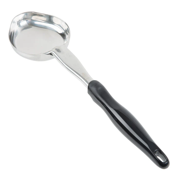 Vollrath 6412620 6-ounce one-piece heavy-duty stainless steel oval Spoodle utensil with black nylon handle - Image 3