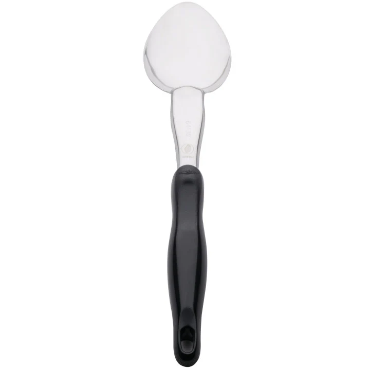 Vollrath 64130 Jacob's Pride Heavy Duty Stainless Steel Solid Basting Spoon with Black Ergo Grip Handle 14"OAL - Image 2