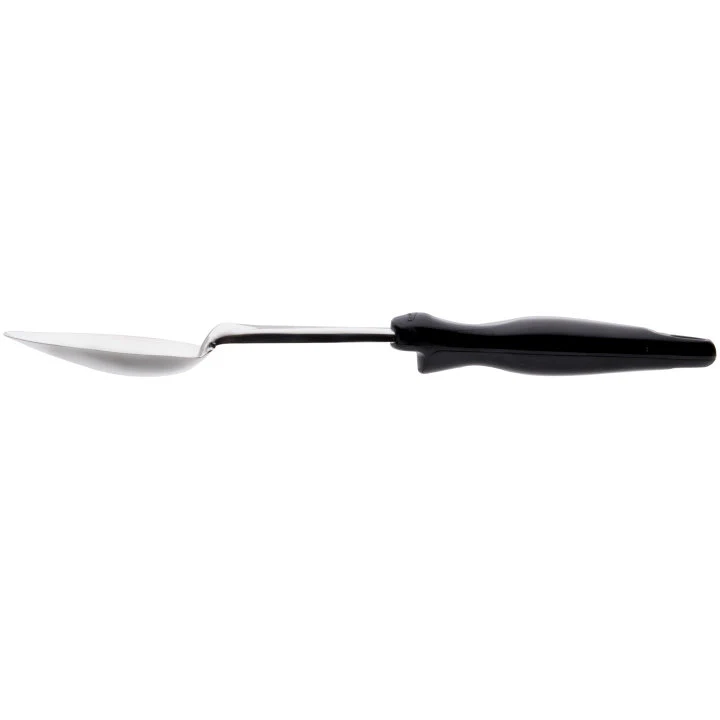 Vollrath 64130 Jacob's Pride Heavy Duty Stainless Steel Solid Basting Spoon with Black Ergo Grip Handle 14"OAL - Image 3