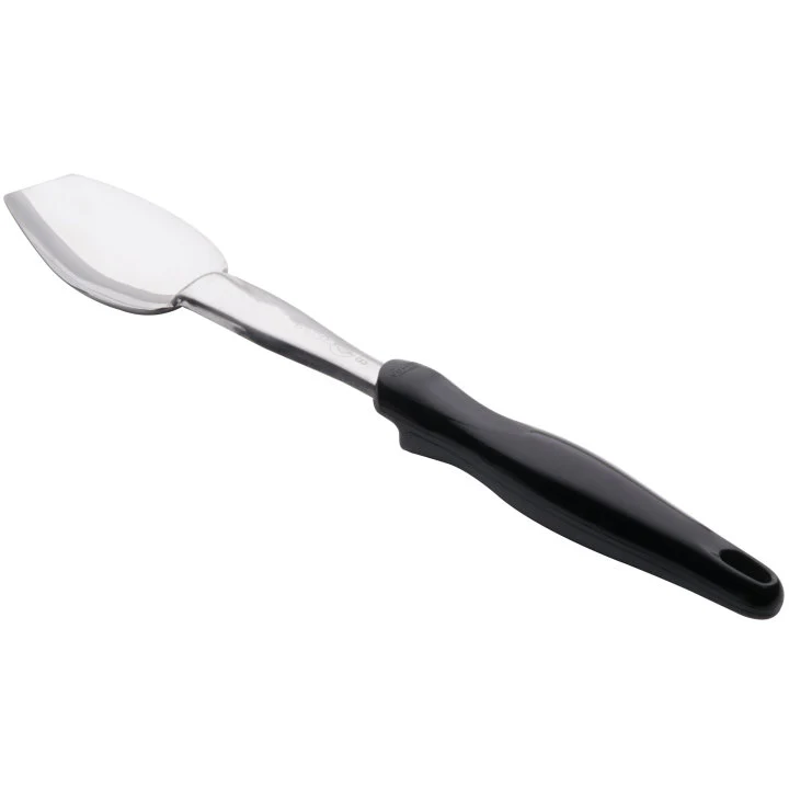 Vollrath 64136 Jacob's Pride Heavy Duty Stainless Steel 3-Sided Solid Basting Spoon with Black Ergo Grip Handle 13-5/16"OAL