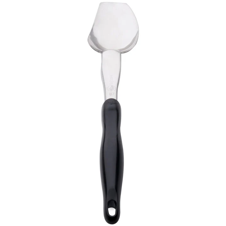 Vollrath 64136 Jacob's Pride Heavy Duty Stainless Steel 3-Sided Solid Basting Spoon with Black Ergo Grip Handle 13-5/16"OAL - Image 3
