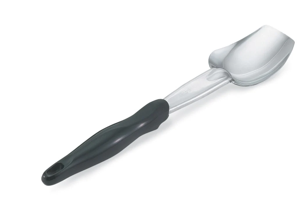 Vollrath 64136 Jacob's Pride Heavy Duty Stainless Steel 3-Sided Solid Basting Spoon with Black Ergo Grip Handle 13-5/16"OAL - Image 5