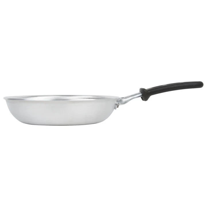 Vollrath 672108 Wear-Ever Aluminum Fry Pan with Natural Finish and Black Silicone Handle 8"