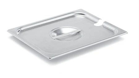 Vollrath 75249 Stainless Steel Steam Table Flat Slotted Food Pan Cover - 1/4 Size
