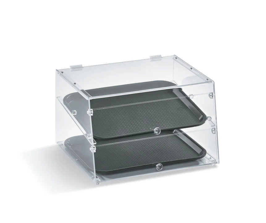 Vollrath KDC1418-2-06 Countertop Knock-Down 2-Tray Slant Front Acrylic Bakery Display Case with Front & Rear Doors - Image 2