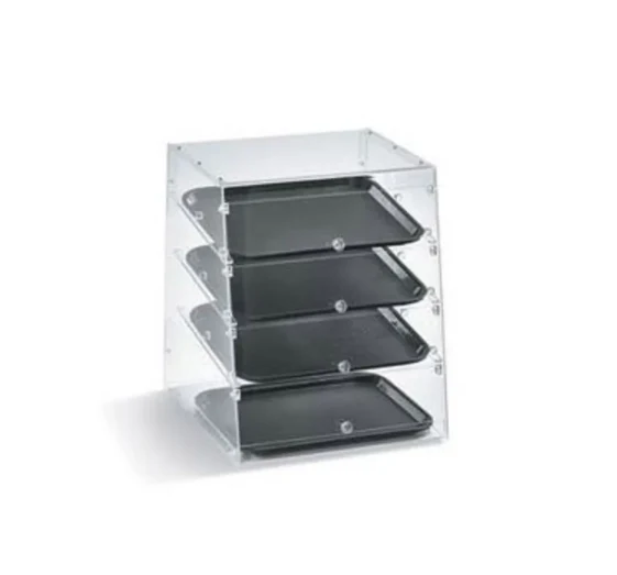 Vollrath KDC1418-4R-06 Countertop Knock-Down 4-Tray Slant Front Acrylic Bakery Display Case with Split Rear Door Doors