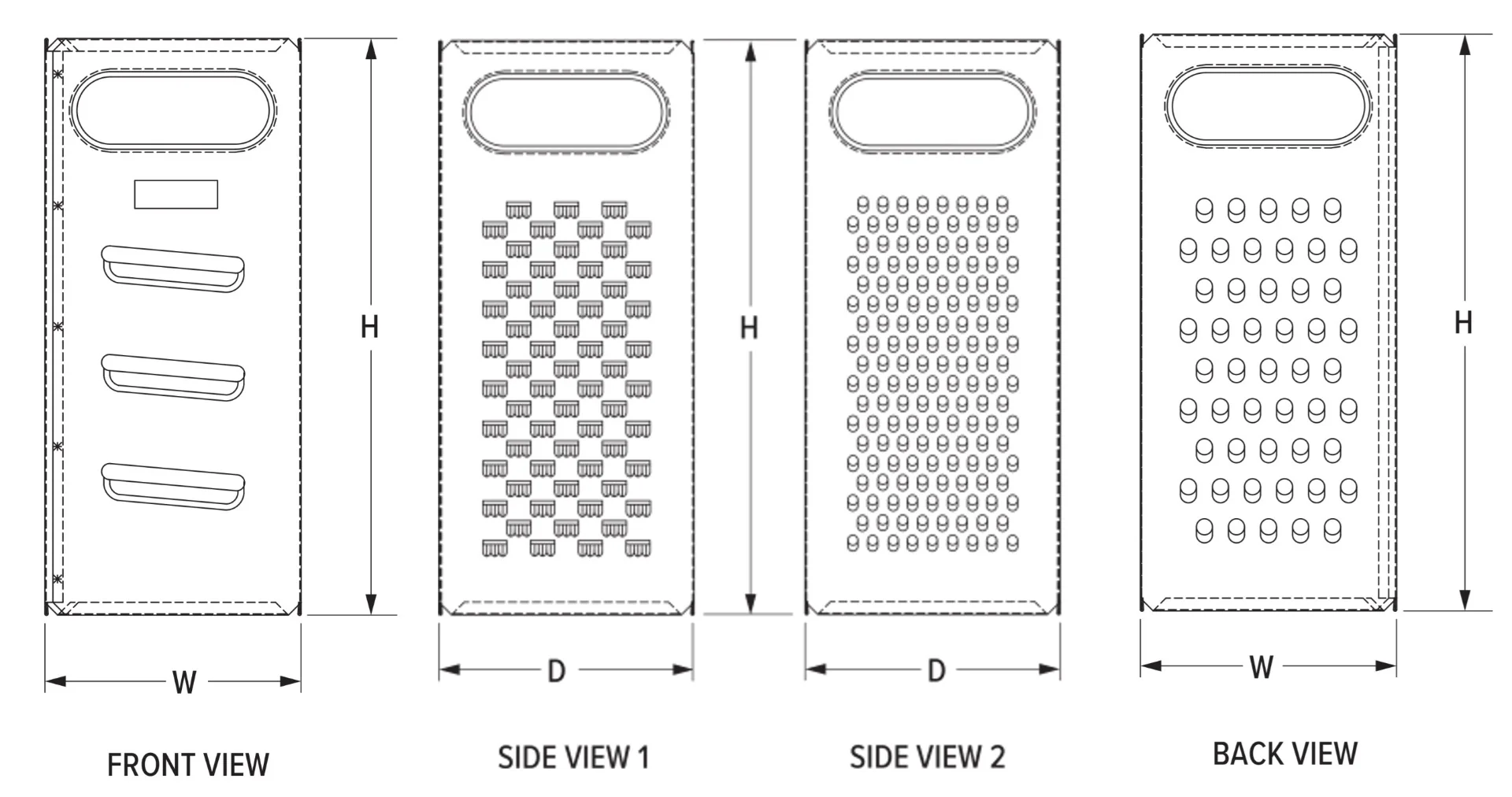 Vollrath SG-200 Traex Dripcut Stainless Steel 4-Sided Box Grater with Handles 4" x 4" x 9"H - 6/Case - Image 3