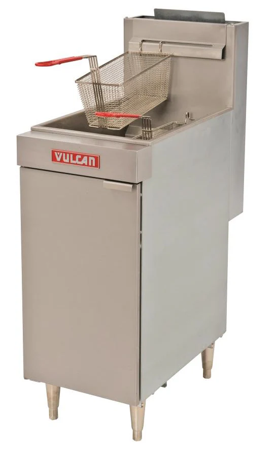 Vulcan LG400 Floor Model One Bank Natural Gas Fryer with Millivolt Thermostatic Controls 15-1/2" - Holds 45 to 50 lb. - 120,000 BTU - Image 3