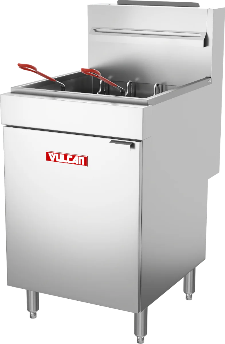 Vulcan LG500 Floor Model One Bank Natural Gas Fryer with Millivolt Thermostatic Controls 15-1/2" - Holds 65 to 70 lb. - 150,000 BTU