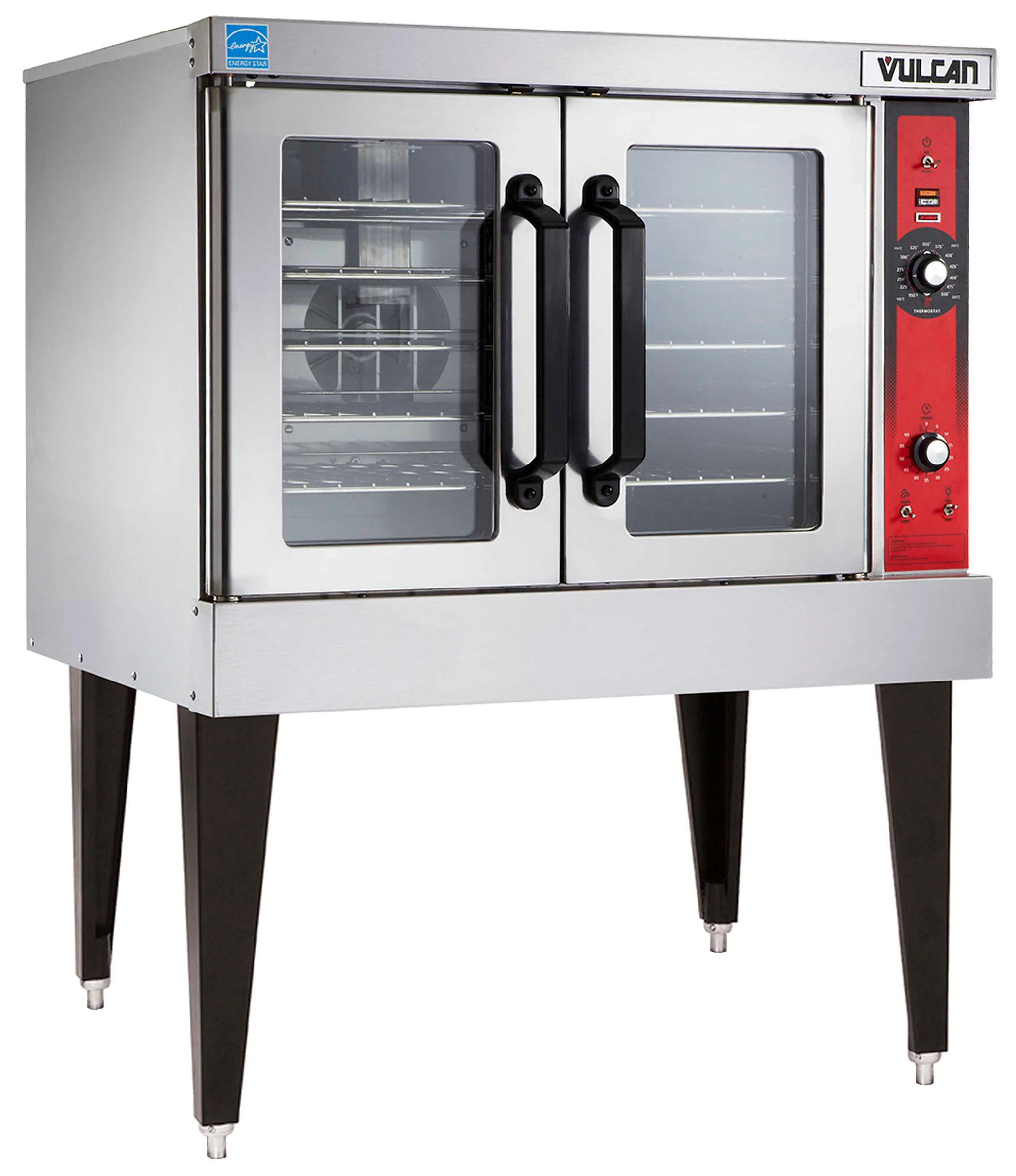 Vulcan VC4GD-NG Single-Deck Full Size Natural Gas Convection Oven with Solid State Controls and Legs 40" - 50,000 BTU