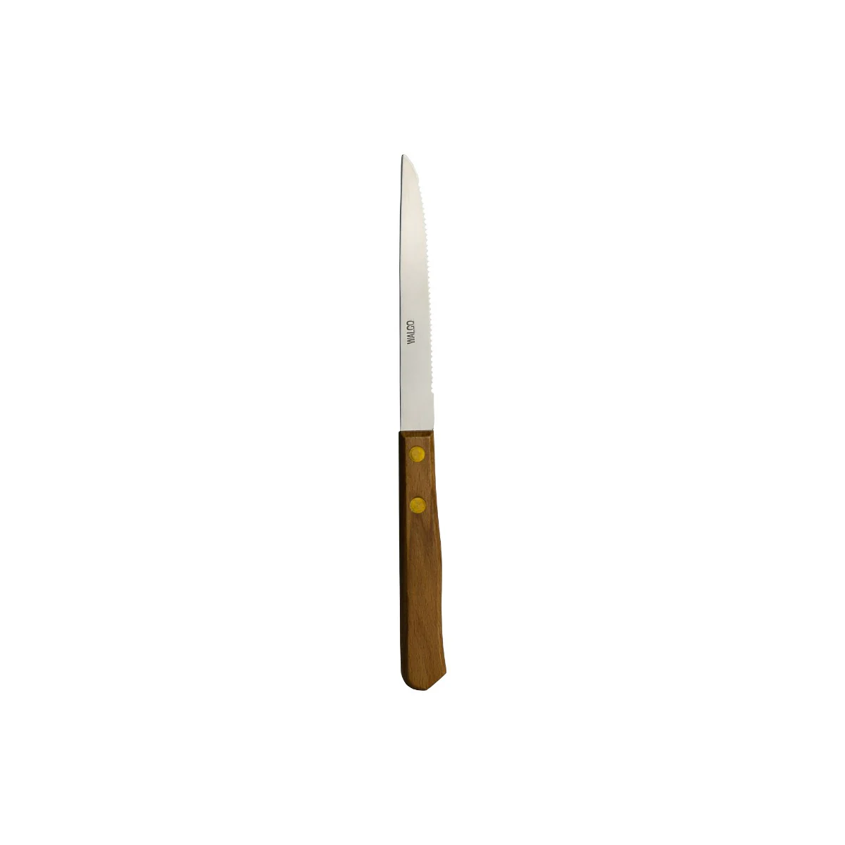 Walco WL750527 Stainless Steel Serrated Pointed Tip Steak Knife with Hardwood Handle 4" - 36/Box