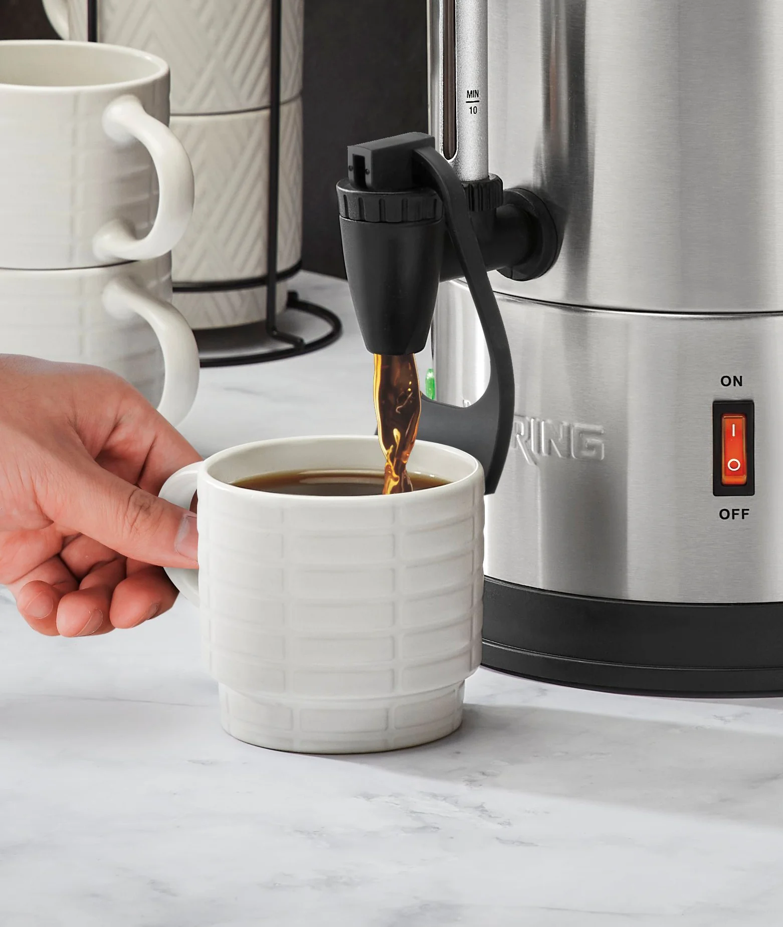 Waring WCU55 Brushed Stainless Steel Commercial Percolator Coffee Urn - 55 Cup - 120V - Image 2