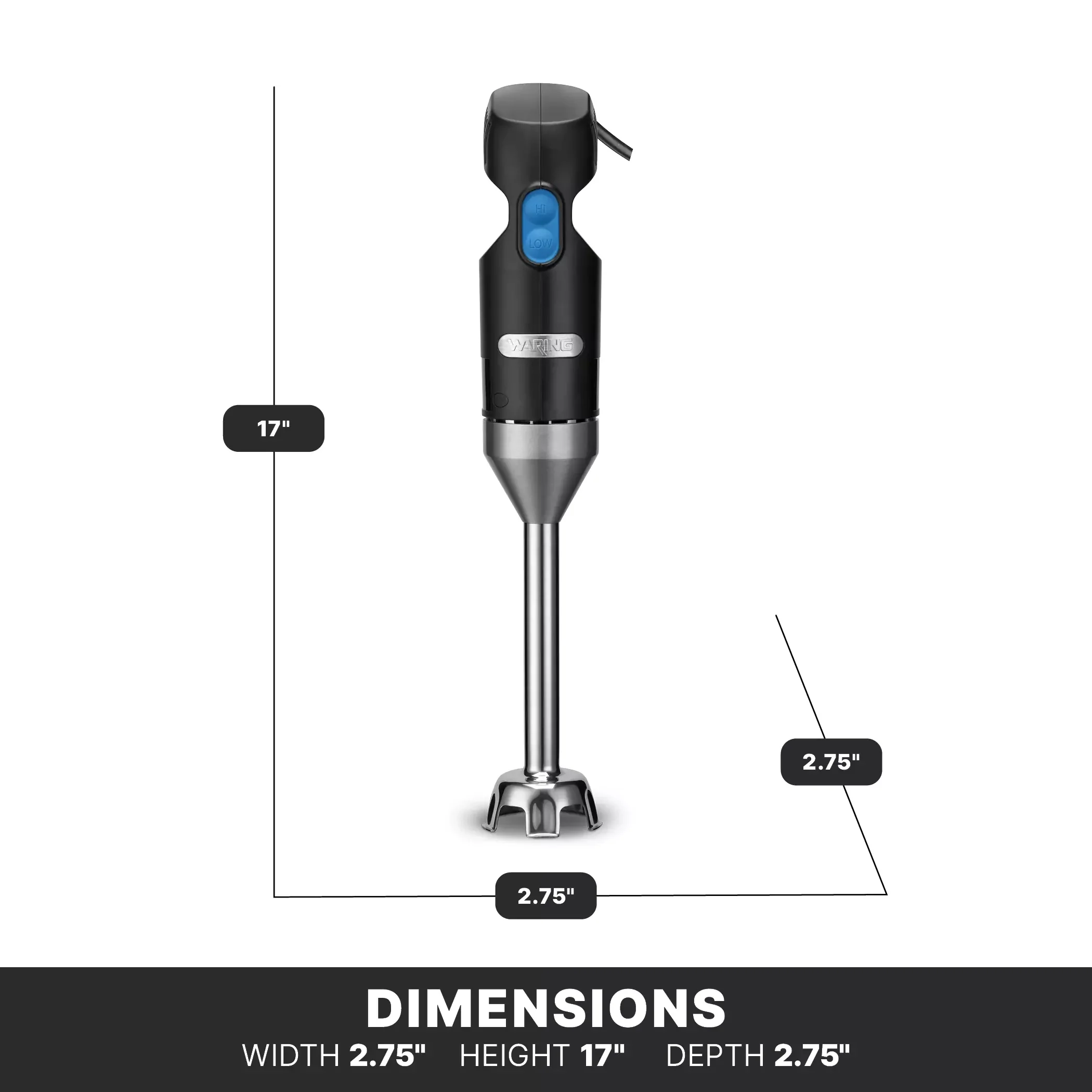 Waring WSB35 Quik Stik Light-Duty 2-Speed Immersion Blender 7" Shaft - 120v - Image 5