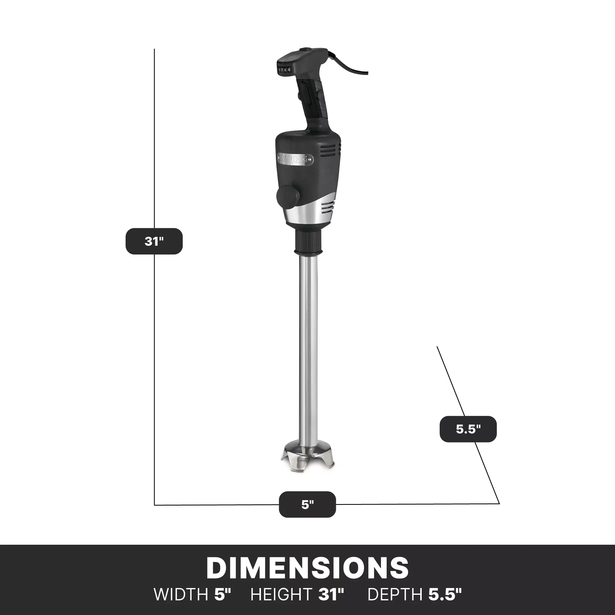 Waring WSB60 Big Stix Heavy-Duty Variable Speed Immersion Blender 16" Shaft 120V - Image 3