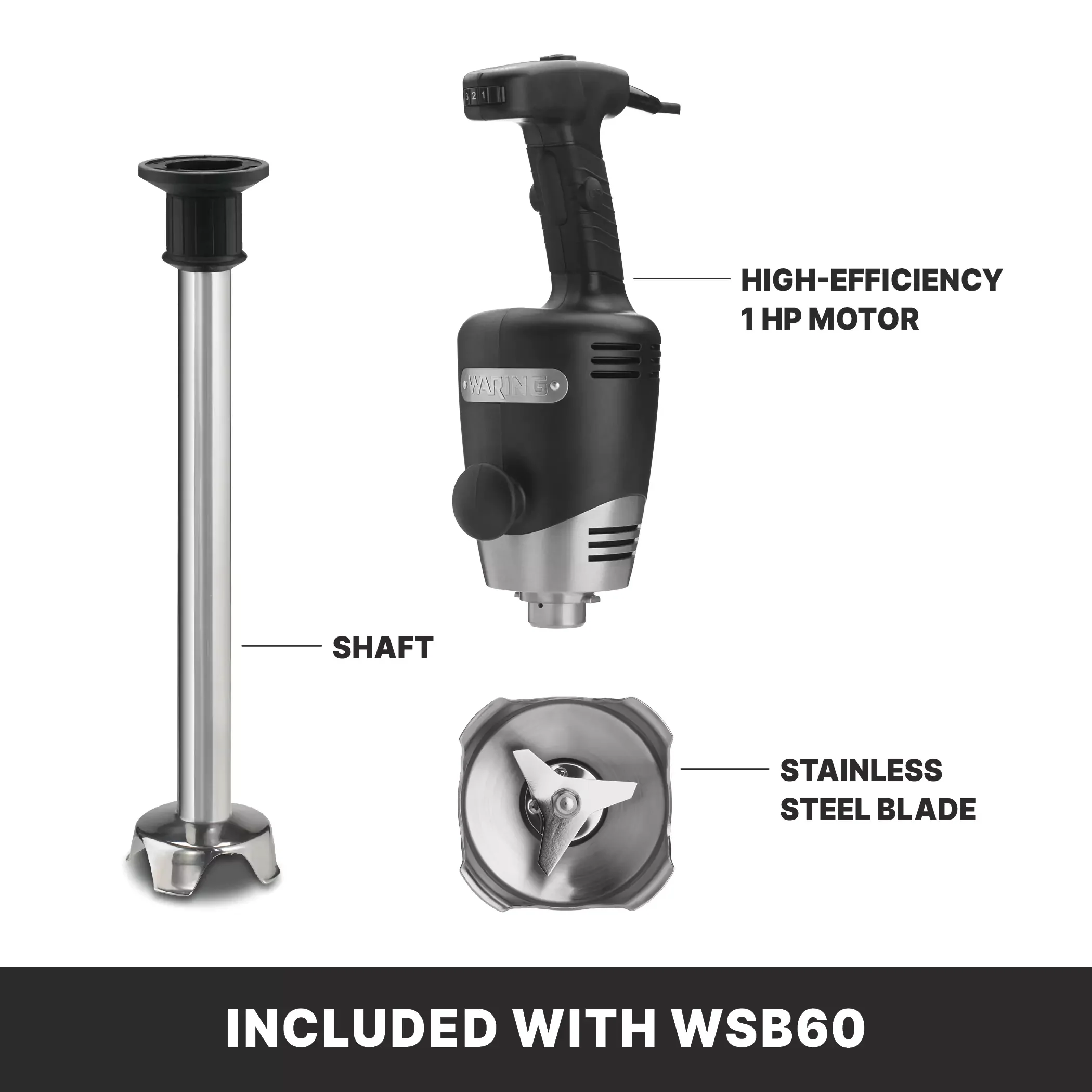 Waring WSB60 Big Stix Heavy-Duty Variable Speed Immersion Blender 16" Shaft 120V - Image 6