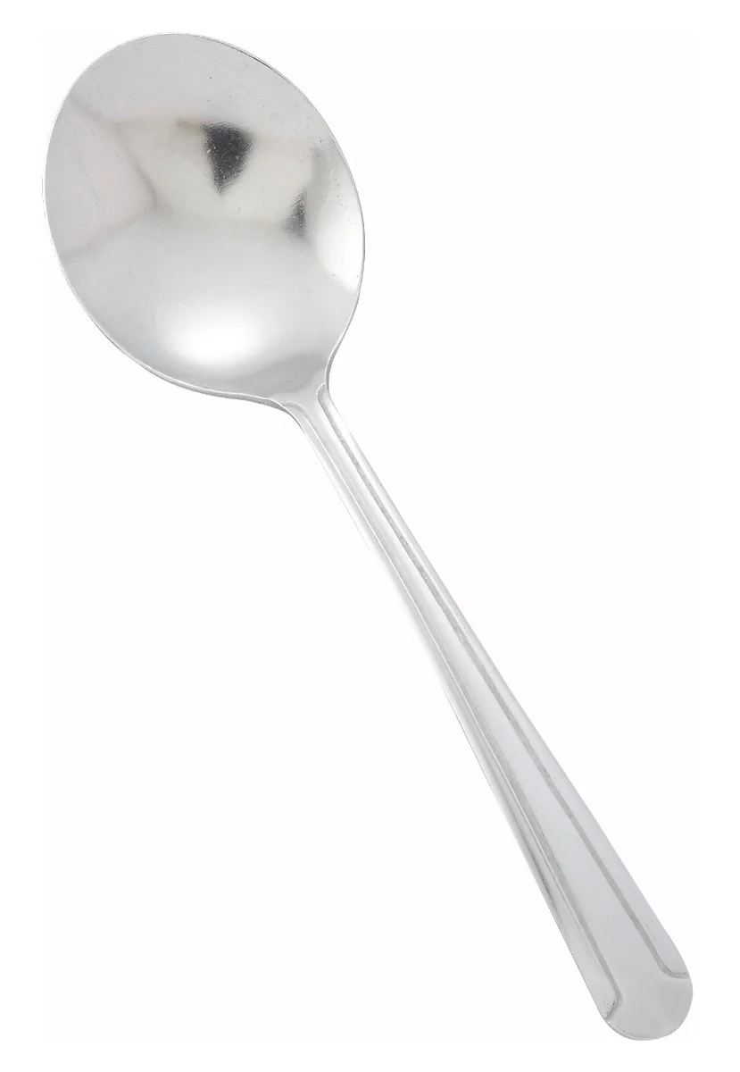 Winco 0001-04 Dominion 18/0 Stainless Steel Medium Weight Bouillon Spoon 6" - 600/Case