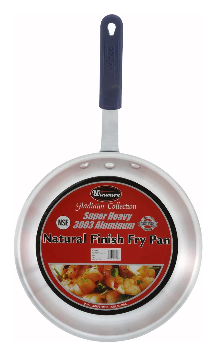Winco AFP-7A-H Gladiator Aluminum Fry Pan with Blue Silicon Riveted Handle 7" - Image 2