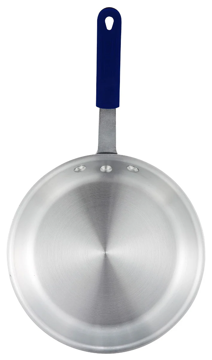 Winco AFP-8A-H Gladiator Aluminum Fry Pan with Blue Silicon Riveted Handle 8"