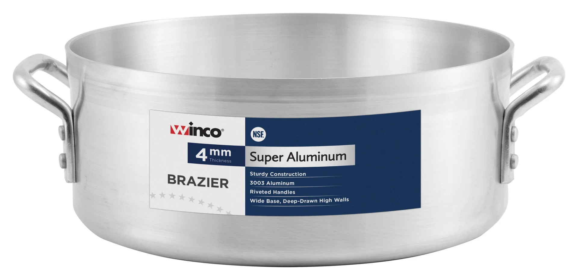 Winco ALB-15 Elemental Aluminum Heavyweight Brazier / Braising Pot 15 qt. - Image 2