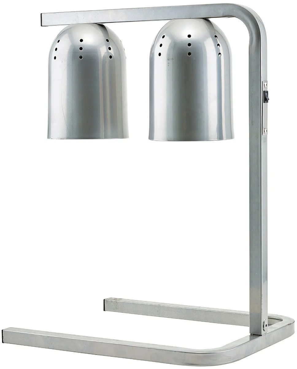 Winco EHL-2C Freestanding Infrared Twin Bulb Heat Lamp Food Warmer with Adjustable U-Shaped Stand 19-3/4"L x 14"W x 28-5/8"H - Silver - 120v
