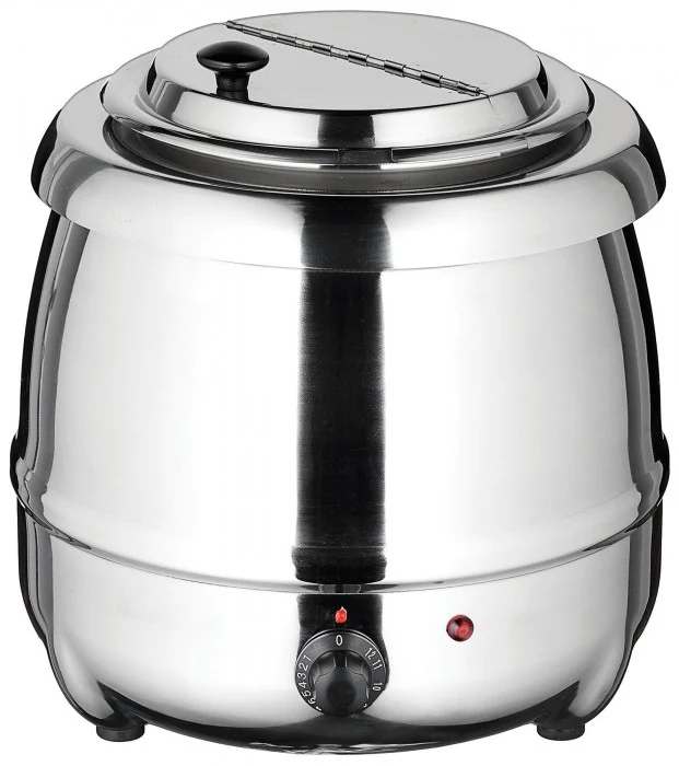 Winco ESW-70 Black Diamond Stainless Steel Countertop Electric Kettle Soup Warmer 10 Qt. - 120v