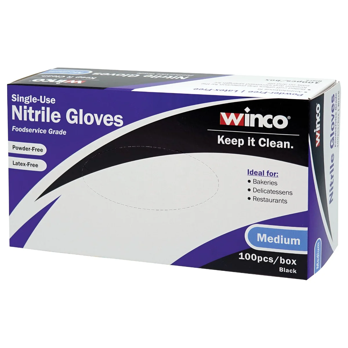 Winco GLN-MB Disposable 3 Mil Guage Powder-Free Black Nitrile Gloves - Medium - 100/Box - Image 3