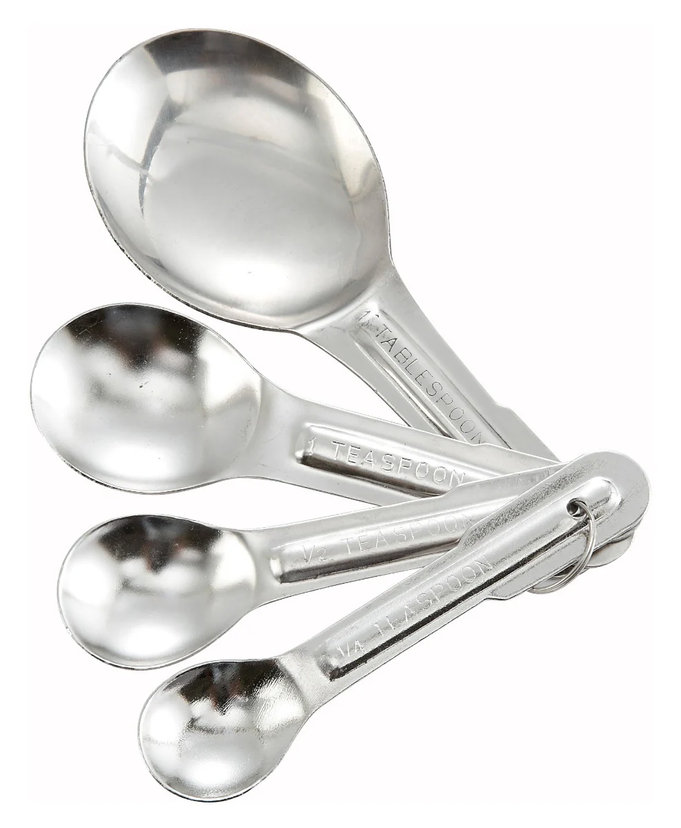 Winco MSP-4P Economy 4-Piece Stainless Steel Measuring Spoon Set - Includes: 1/4 Tsp, 1/2 Tsp, 1 Tsp, 1 Tbsp