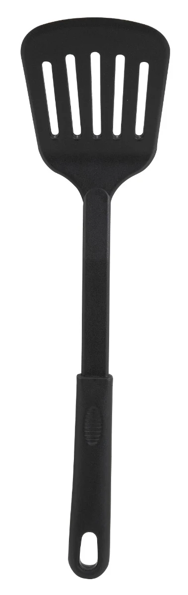 Winco NC-WS Black Heat-Resistant Nylon Slotted Spatula / Turner 12-4/5" - 12/Case