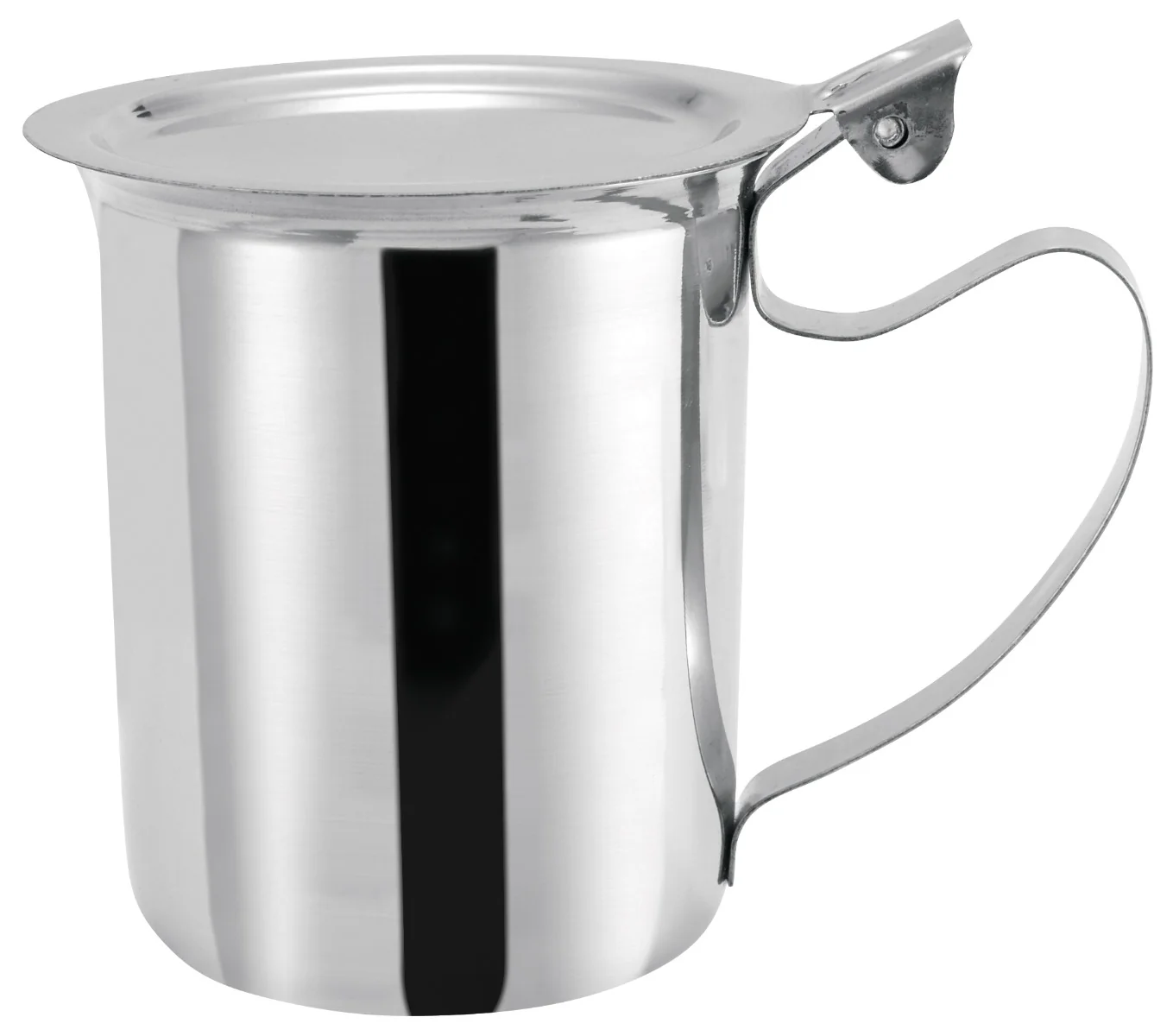 Winco SCT-10F Stainless Steel Server/Creamer with Stackable Hinged Cover and Handle 10 oz.