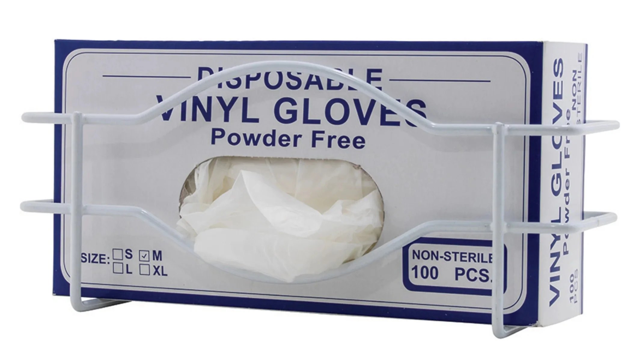 Winco WHW-10 Wall-Mount Steel Wire Disposable Glove Box Holder 10-1/4" x 3-1/4" x 4-5/8"H - White - Fits (1) 9-3/4" x 2-7/8" Box - Image 3
