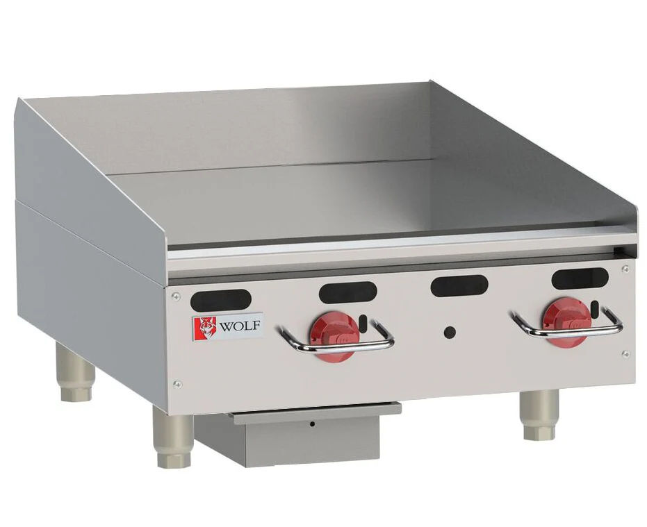 Wolf AGM24-101 Countertop Heavy Duty Gas Griddle w/ 2 Manual Controls 24" NG – 54,000 BTU