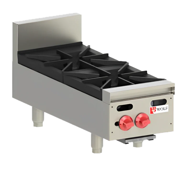 Wolf AHP212NG Achiever Countertop Gas Hotplate w/ 2 Open Burners 12" NG – 60,000 BTU