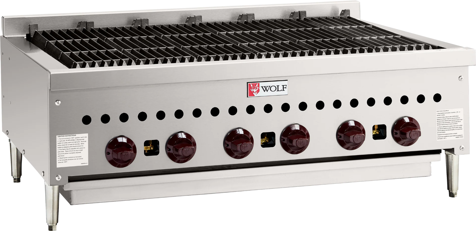 Wolf SCB36CN-1 - Countertop Low Profile Radiant Gas Charbroiler w/ 6 Burners 36" NG - 87,000 BTU - Image 2