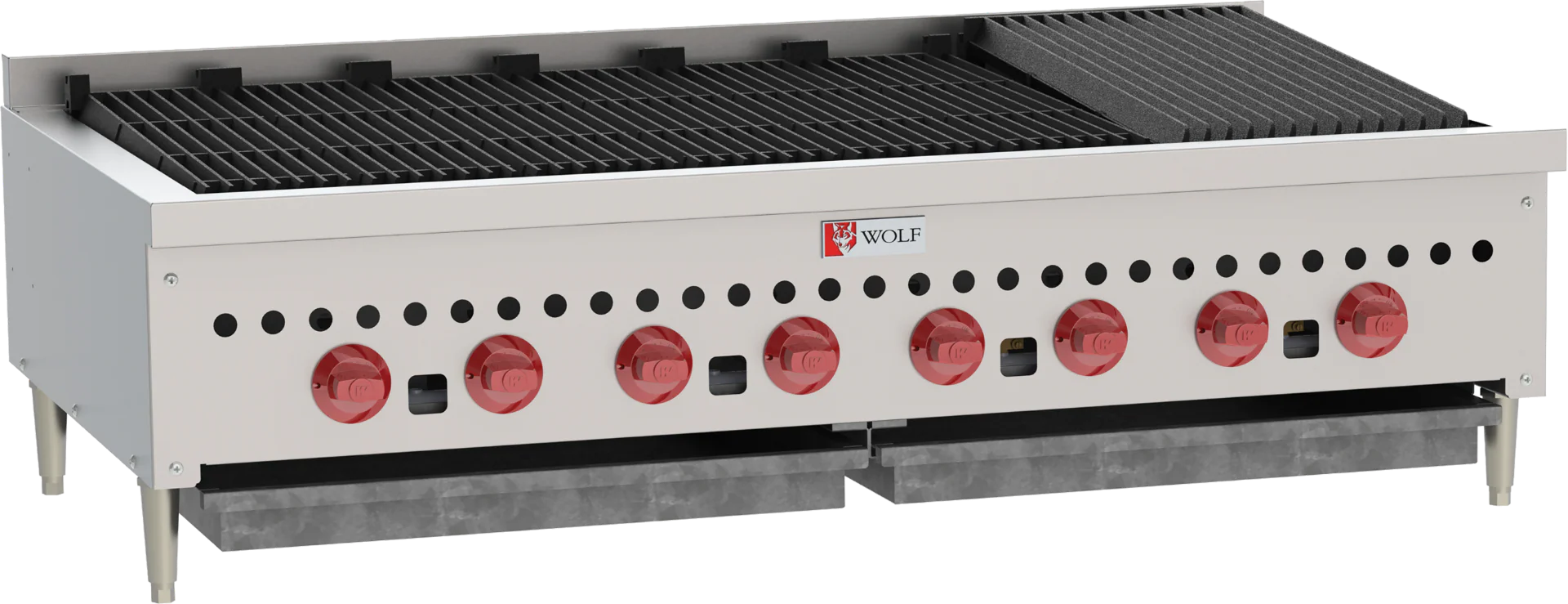 Wolf SCB47CN-1 - Countertop Low Profile Radiant Gas Charbroiler w/ 8 Burners 47" NG - 116,000 BTU