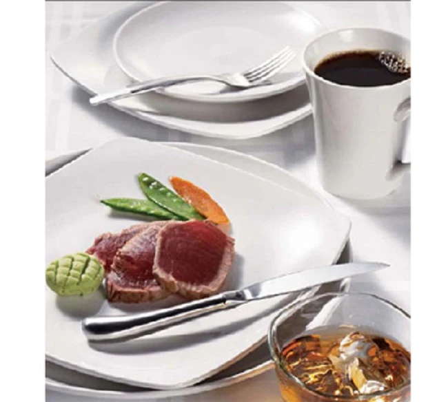 World Tableware 840-468S Porcelana Square Porcelain Coupe Plate 10-1/4" - Bright White - 12/Case - Image 2